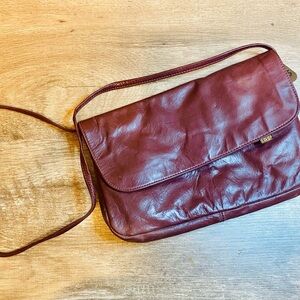 Vintage SAS Burgundy Leather Clutch with Strap